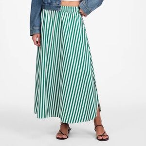 Madewell Striped Poplin Midi Skirt